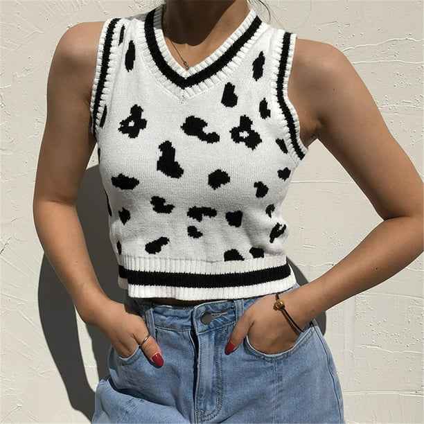Woman Short Sleeveless Knitted Sweater Vest Side Buttons Casual Vest Female Pullover Autumn Top